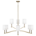 Capital Lighting 457091MA-715 Matte Brass 32'' W X 9.25'' H 9-light Two-tier Chandelier In Matte Brass With Clear Acrylic Accents And Cylindrical White Fabric Shades Image 1