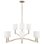 Capital Lighting 457091MA-715 Matte Brass 32'' W X 9.25'' H 9-light Two-tier Chandelier In Matte Brass With Clear Acrylic Accents And Cylindrical White Fabric Shades Image 4