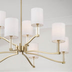 Capital Lighting 457091MA-715 Matte Brass 32'' W X 9.25'' H 9-light Two-tier Chandelier In Matte Brass With Clear Acrylic Accents And Cylindrical White Fabric Shades Image 5