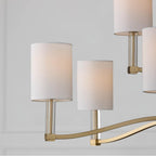 Capital Lighting 457091MA-715 Matte Brass 32'' W X 9.25'' H 9-light Two-tier Chandelier In Matte Brass With Clear Acrylic Accents And Cylindrical White Fabric Shades Image 3