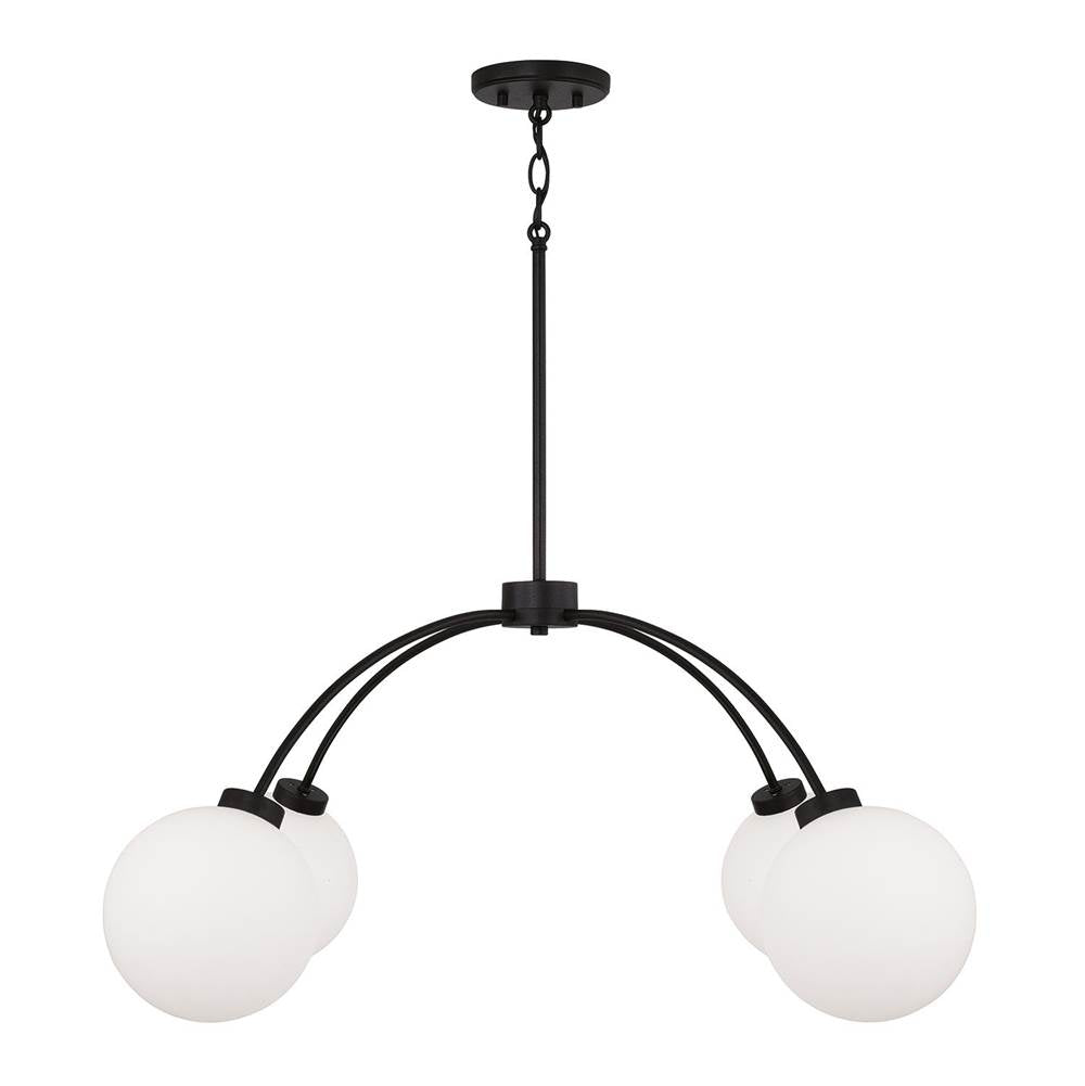 Capital Lighting 457141BI-557 Black Iron 37'' W X 15'' H 4-light Chandelier  In Matte Black With Soft White Glass Globes Image 1