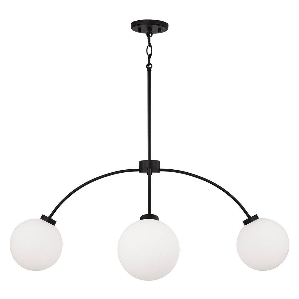 Capital Lighting 457141BI-557 Black Iron 37'' W X 15'' H 4-light Chandelier  In Matte Black With Soft White Glass Globes Image 2