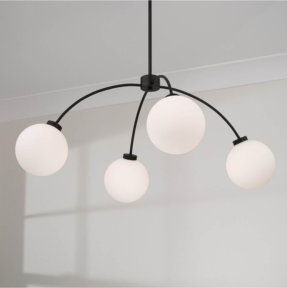 Capital Lighting 457141BI-557 Black Iron 37'' W X 15'' H 4-light Chandelier  In Matte Black With Soft White Glass Globes Image 3
