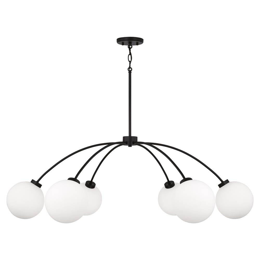 Capital Lighting 457161BI-557 Black Iron 47'' W X 15'' H 6-light Chandelier In Matte Black With Soft White Glass Globes Image 1