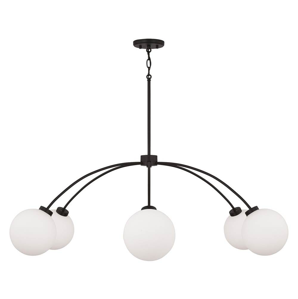 Capital Lighting 457161BI-557 Black Iron 47'' W X 15'' H 6-light Chandelier In Matte Black With Soft White Glass Globes Image 2