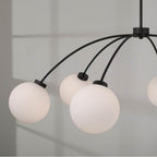 Capital Lighting 457161BI-557 Black Iron 47'' W X 15'' H 6-light Chandelier In Matte Black With Soft White Glass Globes Image 3