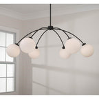 Capital Lighting Amos 47'' W X 15'' H 6-light Chandelier In Matte Black With Soft White Glass Globes