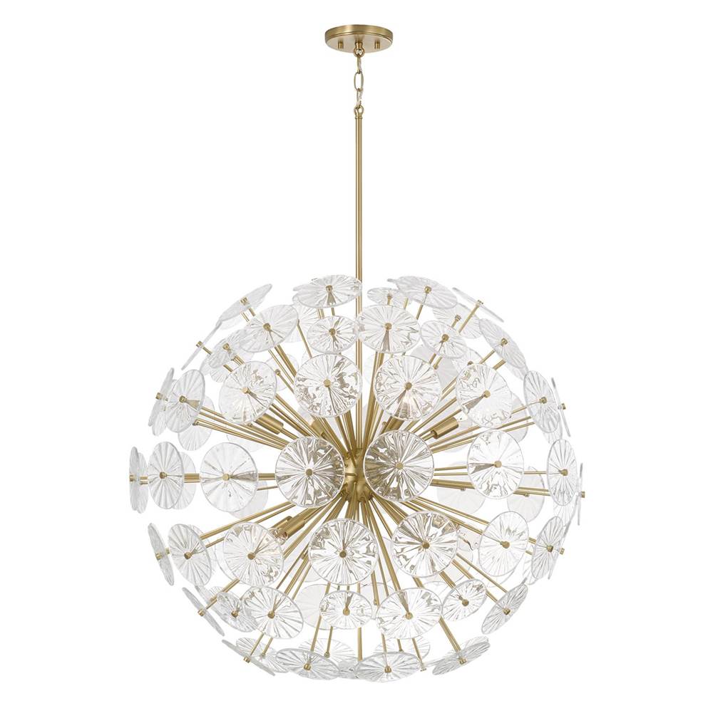 Capital Lighting 457881MA Matte Brass 33'' W X 34'' H 8-light Starburst Pendant In Matte Brass With Patterned Glass Petals Image 1