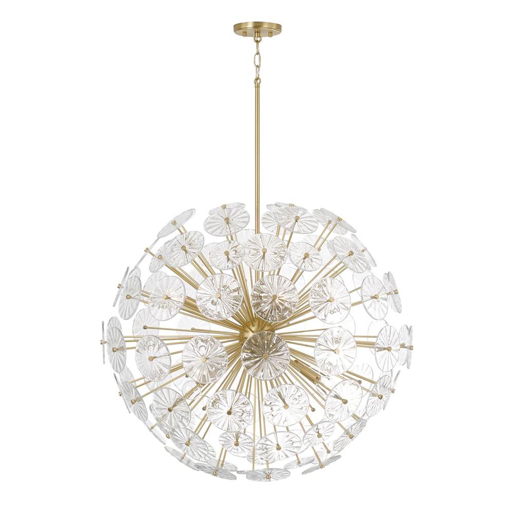 Capital Lighting 457881MA Matte Brass 33'' W X 34'' H 8-light Starburst Pendant In Matte Brass With Patterned Glass Petals Image 3