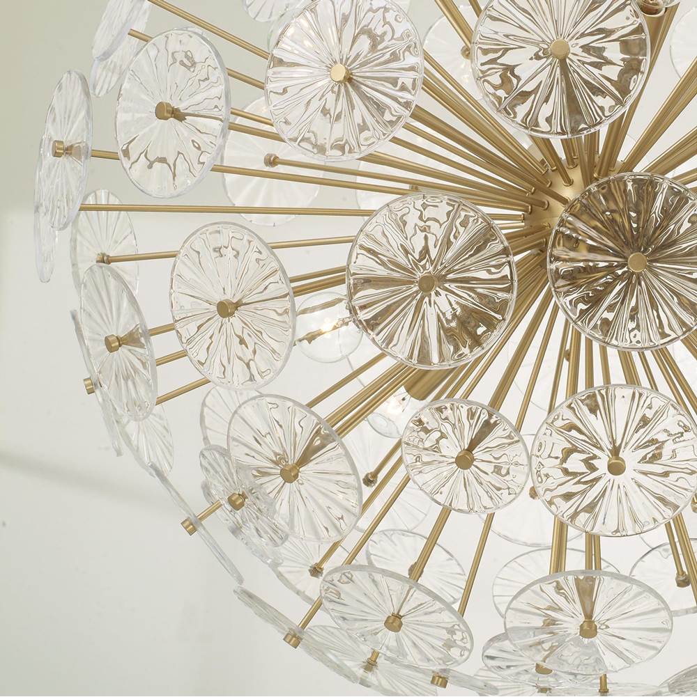 Capital Lighting 457881MA Matte Brass 33'' W X 34'' H 8-light Starburst Pendant In Matte Brass With Patterned Glass Petals Image 2