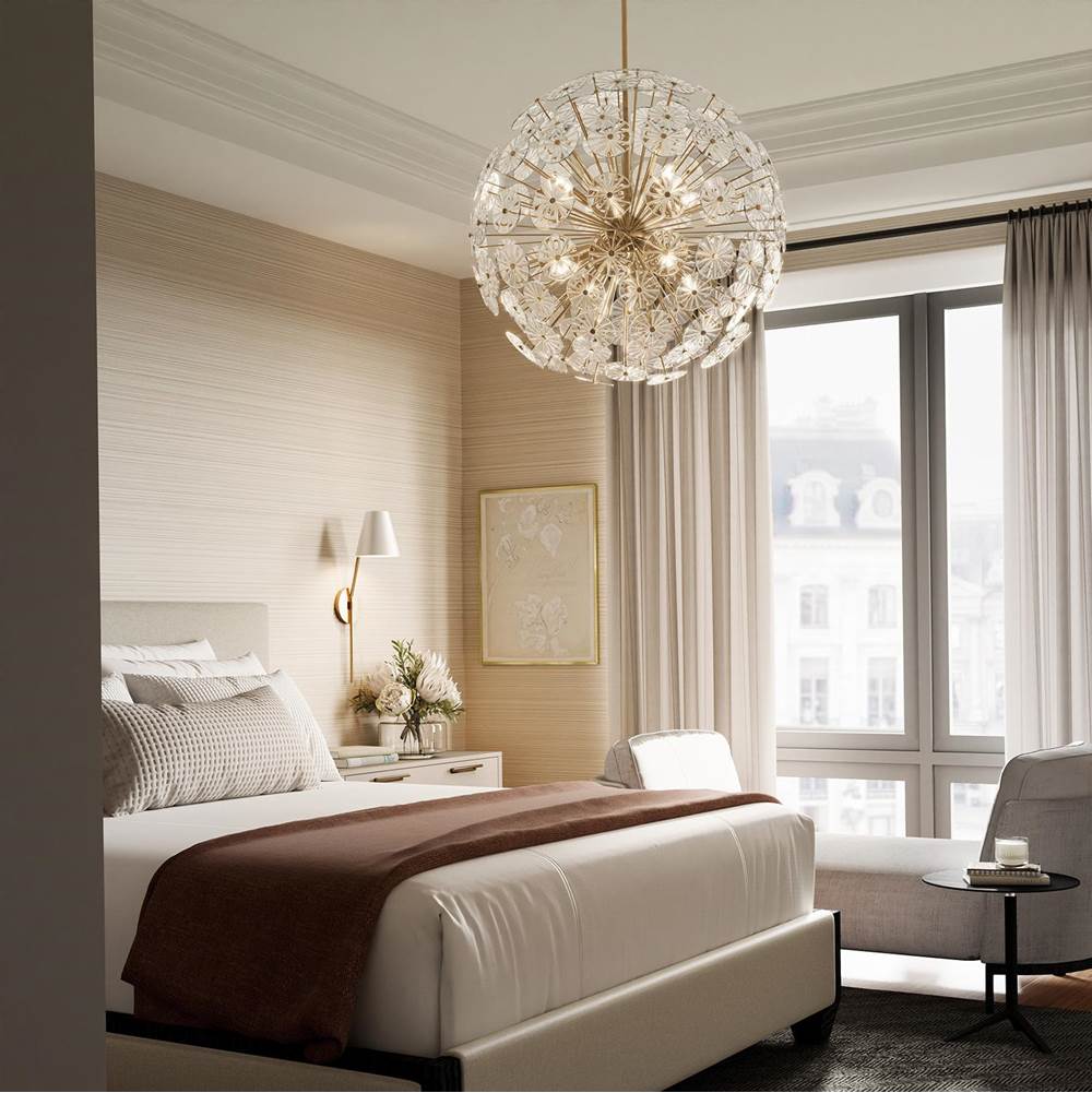 Capital Lighting 457881MA Matte Brass 33'' W X 34'' H 8-light Starburst Pendant In Matte Brass With Patterned Glass Petals Image 6