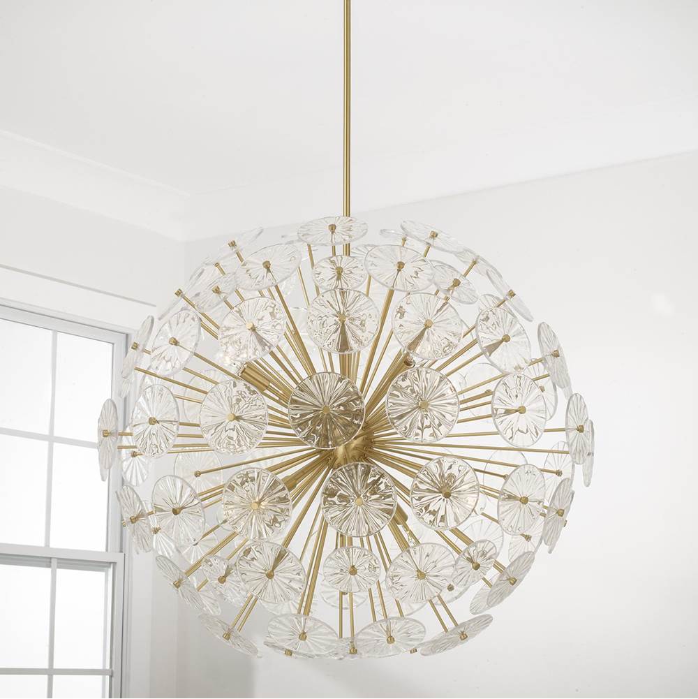 Capital Lighting 457881MA Matte Brass 33'' W X 34'' H 8-light Starburst Pendant In Matte Brass With Patterned Glass Petals Image 4