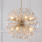 Capital Lighting Emelie 33'' W X 34'' H 8-light Starburst Pendant In Matte Brass With Patterned Glass Petals