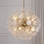 Capital Lighting 457881MA Matte Brass 33'' W X 34'' H 8-light Starburst Pendant In Matte Brass With Patterned Glass Petals Image 5