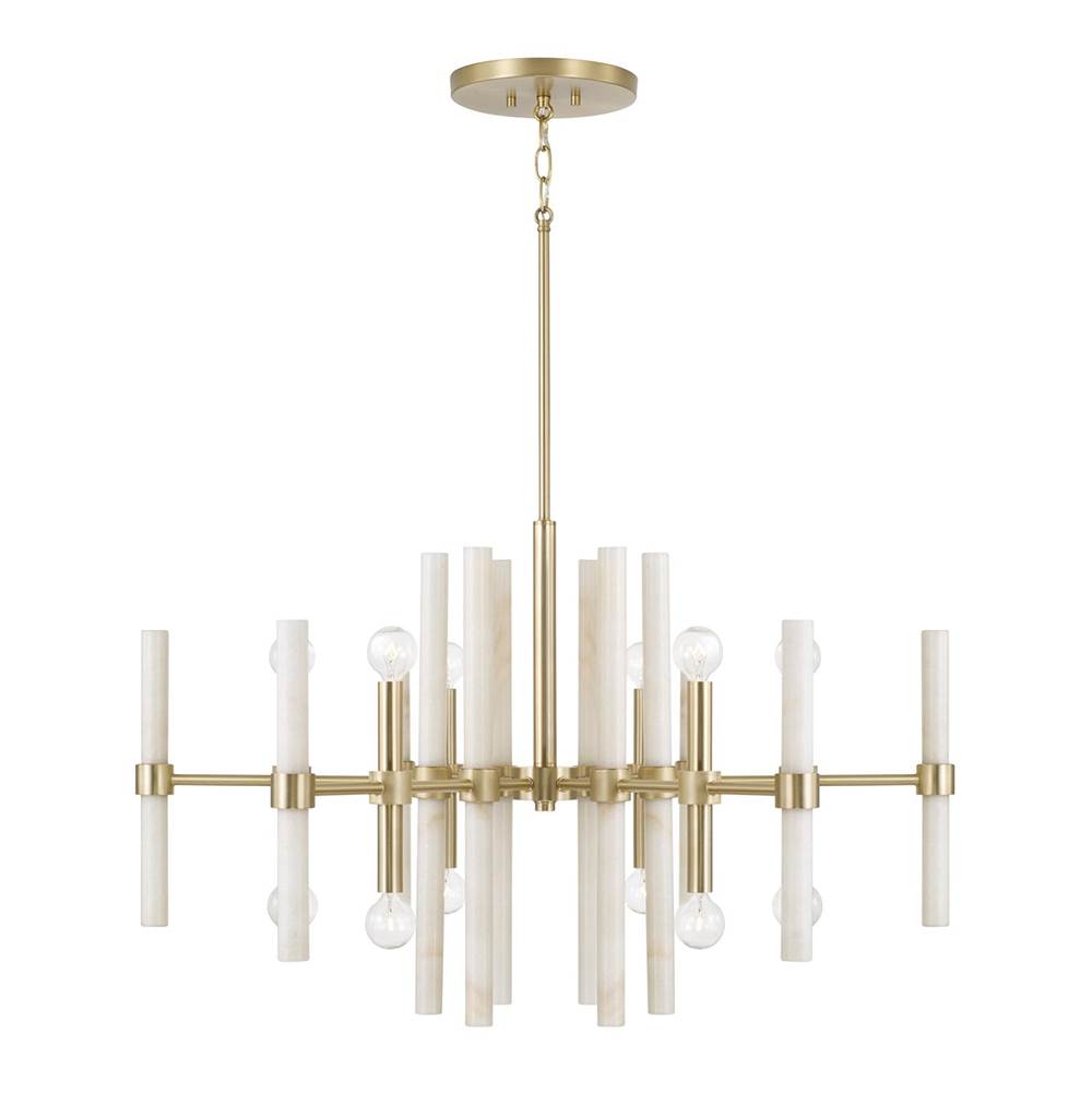 Capital Lighting 458001MA Matte Brass 34.75'' W X 20'' H 8-light Chandelier In Matte Brass With Real White Marble Rods Image 1