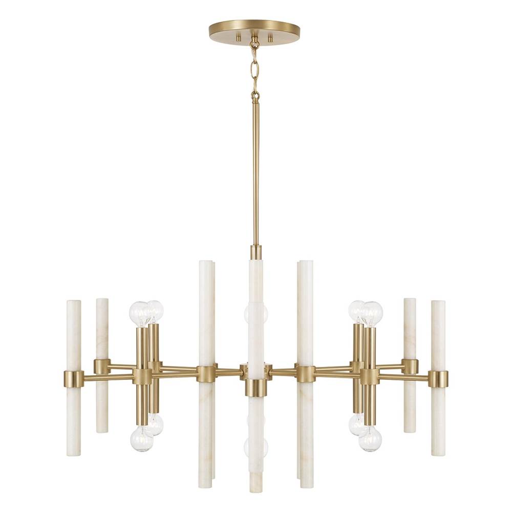 Capital Lighting 458001MA Matte Brass 34.75'' W X 20'' H 8-light Chandelier In Matte Brass With Real White Marble Rods Image 2