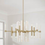 Capital Lighting Marlow 34.75'' W X 20'' H 8-light Chandelier In Matte Brass With Real White Marble Rods