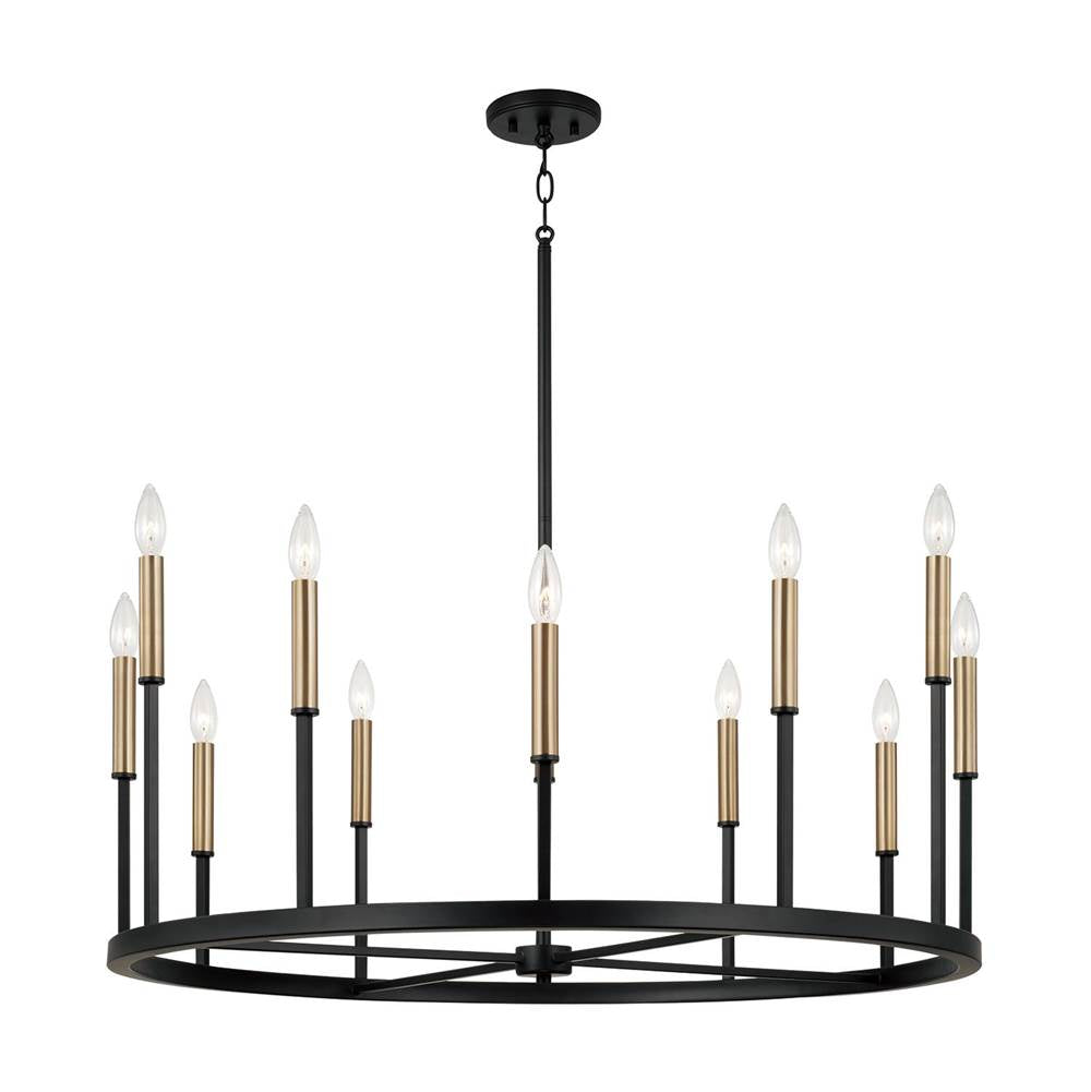 Capital Lighting 458301ER Espresso,Brass 36'' W X 24'' H 12-light Ring Chandelier In Matte Espresso With Clear Glass And Interchangeable Espresso And Brass Candle Sleeves Image 1
