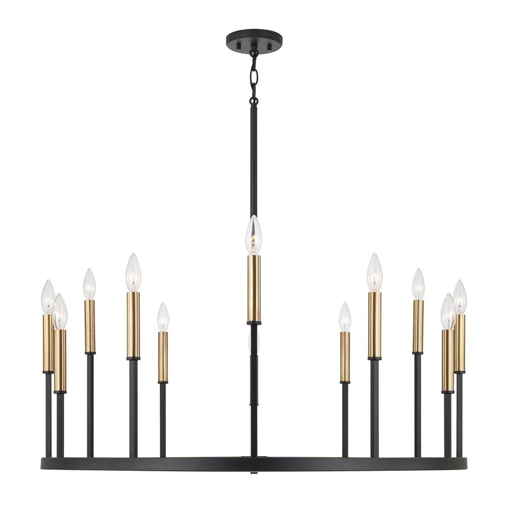 Capital Lighting 458301ER Espresso,Brass 36'' W X 24'' H 12-light Ring Chandelier In Matte Espresso With Clear Glass And Interchangeable Espresso And Brass Candle Sleeves Image 2