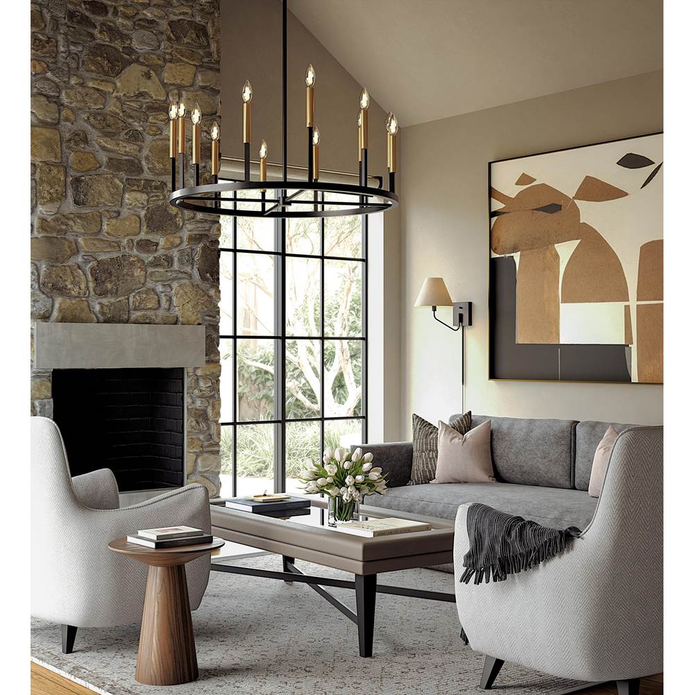 Capital Lighting 458301ER Espresso,Brass 36'' W X 24'' H 12-light Ring Chandelier In Matte Espresso With Clear Glass And Interchangeable Espresso And Brass Candle Sleeves Image 5