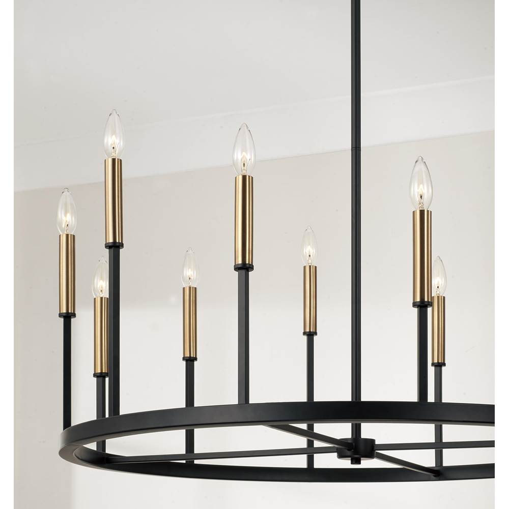 Capital Lighting 458301ER Espresso,Brass 36'' W X 24'' H 12-light Ring Chandelier In Matte Espresso With Clear Glass And Interchangeable Espresso And Brass Candle Sleeves Image 6