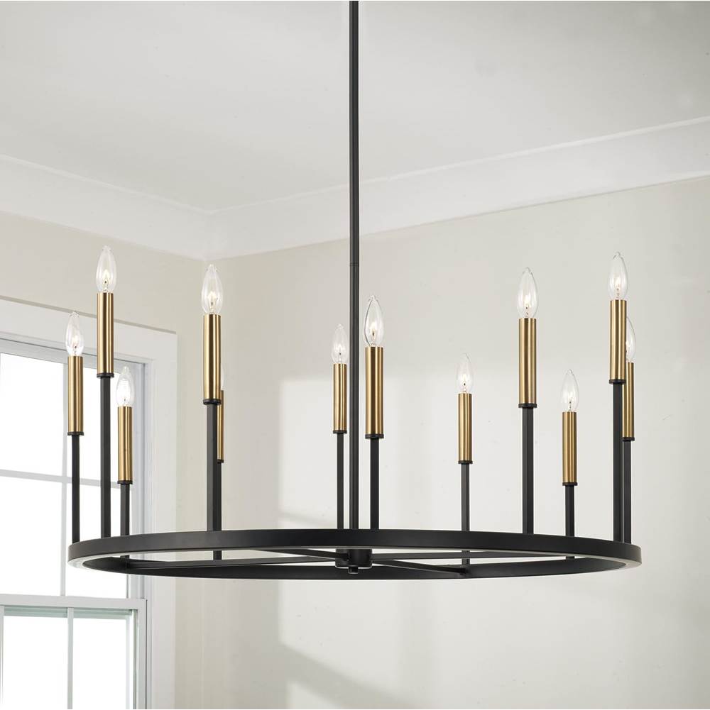 Capital Lighting Davis 36'' W X 24'' H 12-light Ring Chandelier In Matte Espresso With Clear Glass And Interchangeable Espresso And Brass Candle Sleeves