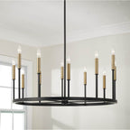Capital Lighting Davis 36'' W X 24'' H 12-light Ring Chandelier In Matte Espresso With Clear Glass And Interchangeable Espresso And Brass Candle Sleeves