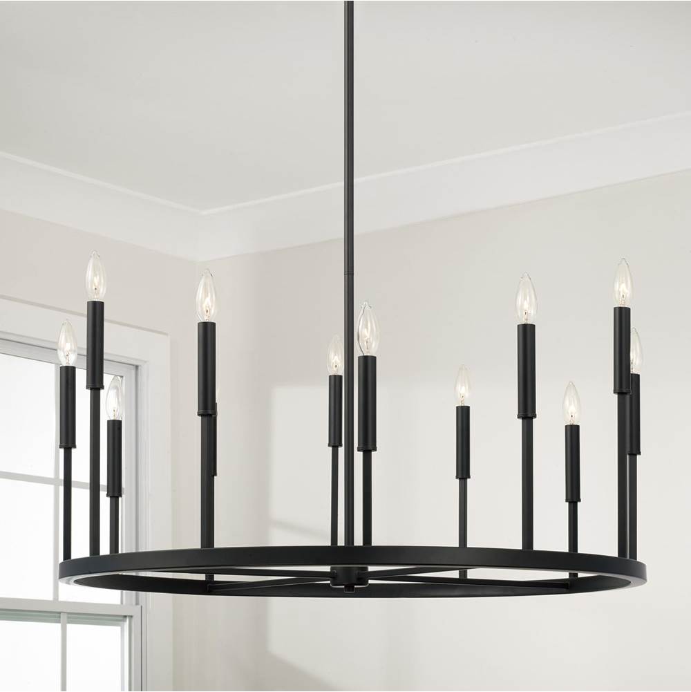 Capital Lighting 458301ER Espresso,Brass 36'' W X 24'' H 12-light Ring Chandelier In Matte Espresso With Clear Glass And Interchangeable Espresso And Brass Candle Sleeves Image 4