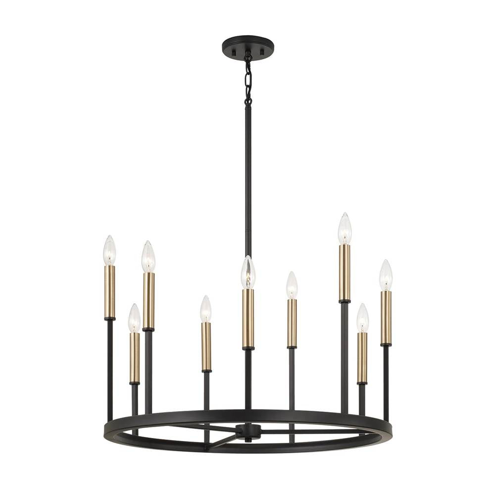 Capital Lighting 458381ER Espresso,Brass 26'' W X 24'' H 10-light Ring Chandelier In Matte Espresso With Clear Glass And Interchangeable Espresso And Brass Candle Sleeves Image 1