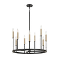 Capital Lighting 458381ER Espresso,Brass 26'' W X 24'' H 10-light Ring Chandelier In Matte Espresso With Clear Glass And Interchangeable Espresso And Brass Candle Sleeves Image 1