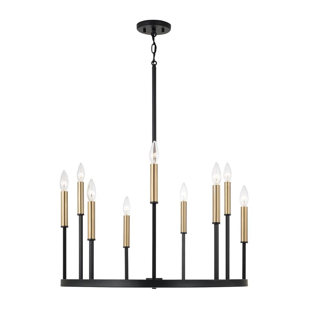 Capital Lighting 458381ER Espresso,Brass 26'' W X 24'' H 10-light Ring Chandelier In Matte Espresso With Clear Glass And Interchangeable Espresso And Brass Candle Sleeves Image 2