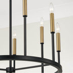 Capital Lighting 458381ER Espresso,Brass 26'' W X 24'' H 10-light Ring Chandelier In Matte Espresso With Clear Glass And Interchangeable Espresso And Brass Candle Sleeves Image 5