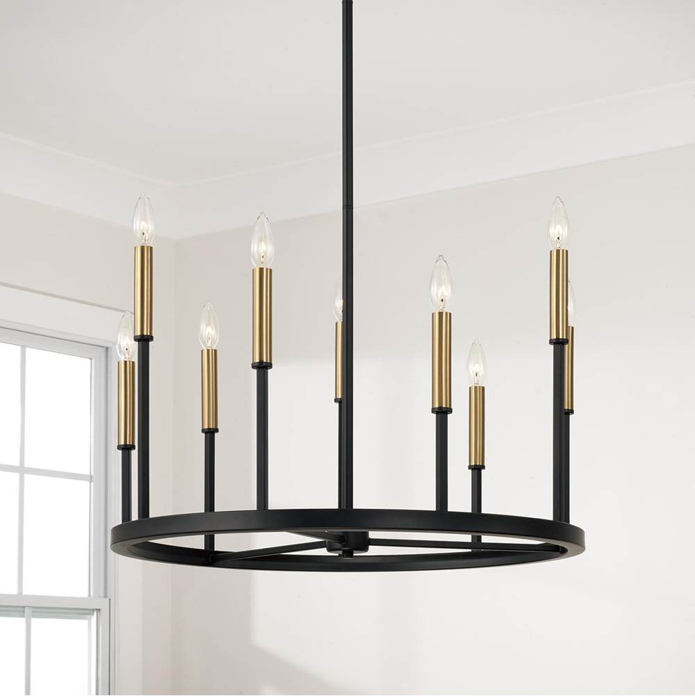 Capital Lighting Davis 26'' W X 24'' H 10-light Ring Chandelier In Matte Espresso With Clear Glass And Interchangeable Espresso And Brass Candle Sleeves