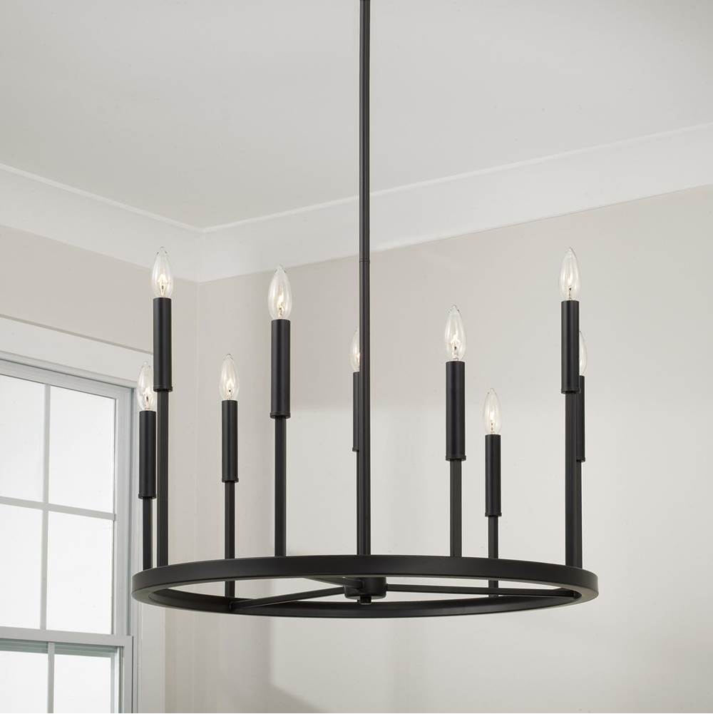 Capital Lighting 458381ER Espresso,Brass 26'' W X 24'' H 10-light Ring Chandelier In Matte Espresso With Clear Glass And Interchangeable Espresso And Brass Candle Sleeves Image 4