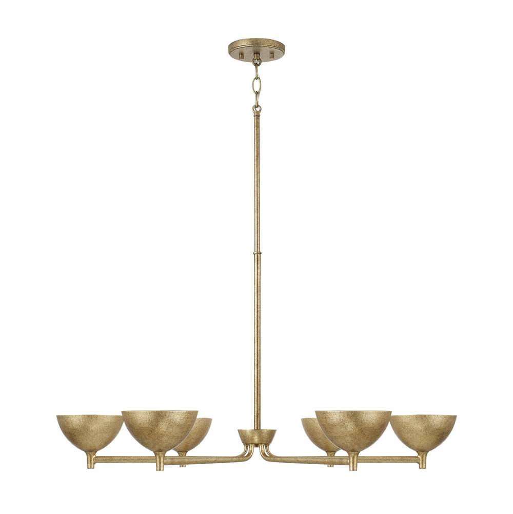 Capital Lighting 458561FT Feathered Gold 34'' W X 18'' H 6-light Chandelier In Textural Feathered Brass Image 1