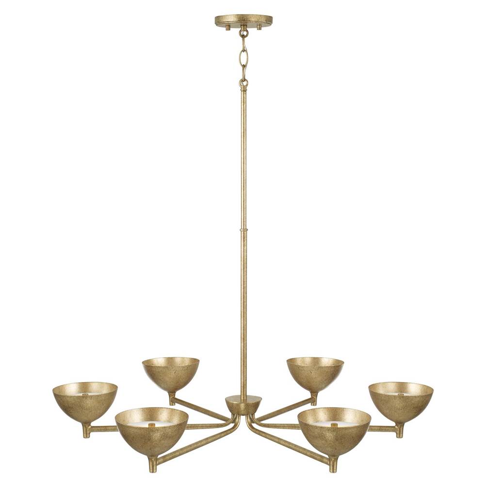 Capital Lighting 458561FT Feathered Gold 34'' W X 18'' H 6-light Chandelier In Textural Feathered Brass Image 4
