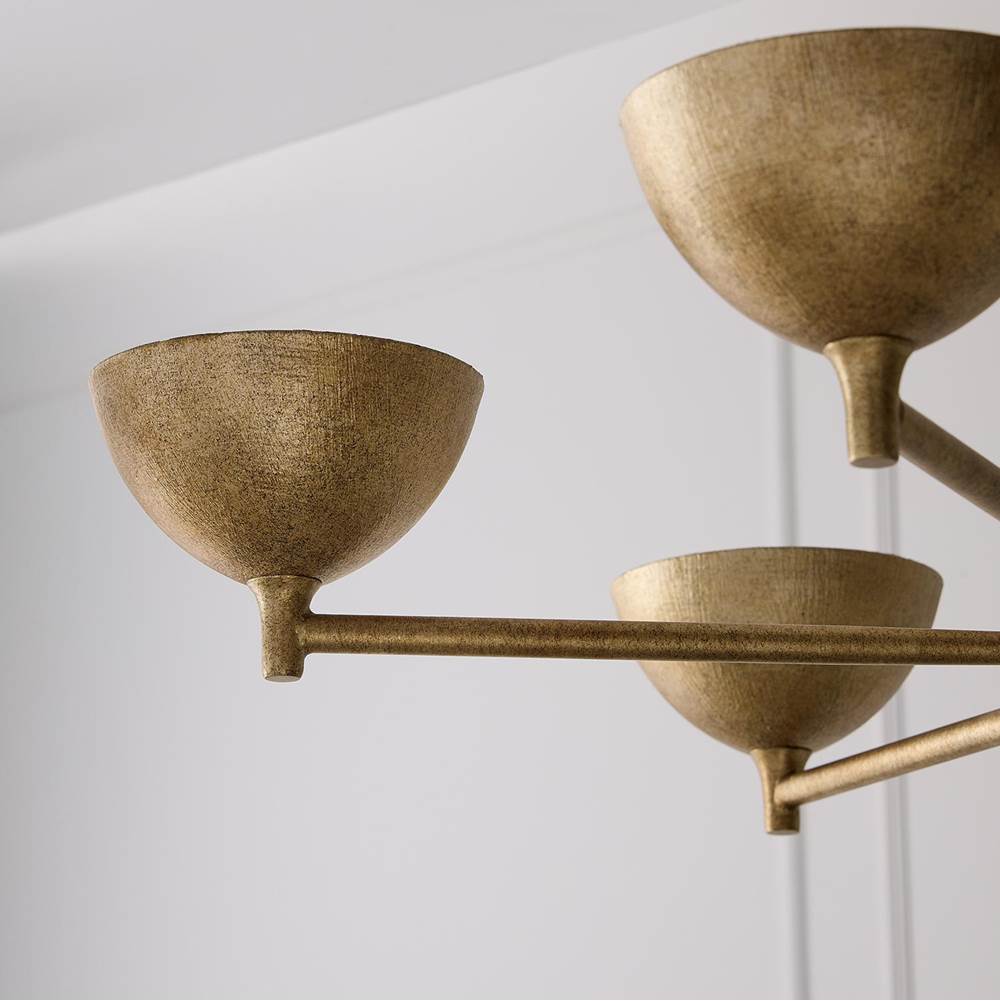 Capital Lighting 458561FT Feathered Gold 34'' W X 18'' H 6-light Chandelier In Textural Feathered Brass Image 8
