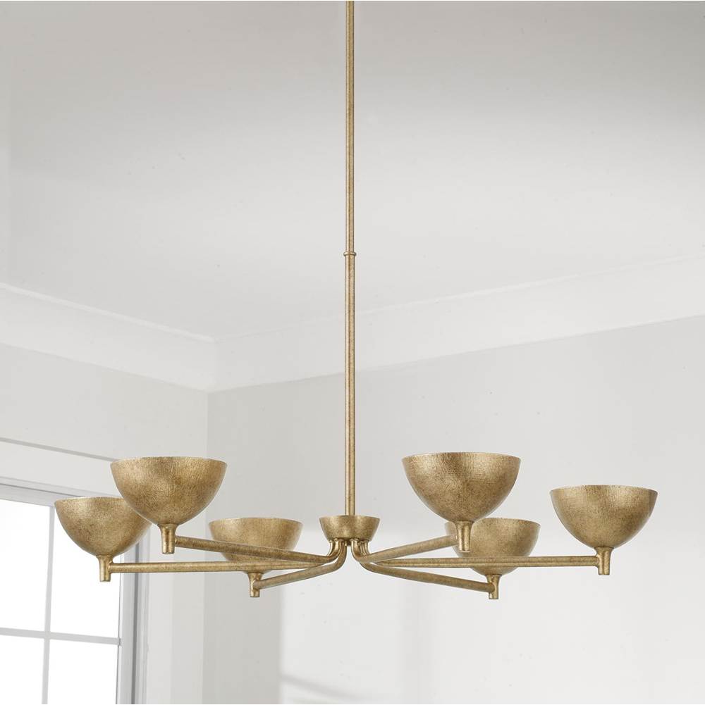 Capital Lighting 458561FT Feathered Gold 34'' W X 18'' H 6-light Chandelier In Textural Feathered Brass Image 6