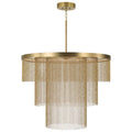 Capital Lighting 459331AD Aged Brass 33'' W X 26.5'' H Integrated Led Triple Ring Pendant In Aged Brass With Tiered Cascading Delicate Chains Image 1