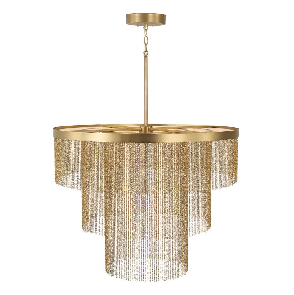 Capital Lighting 459331AD Aged Brass 33'' W X 26.5'' H Integrated Led Triple Ring Pendant In Aged Brass With Tiered Cascading Delicate Chains Image 2