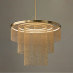 Capital Lighting Rae 33'' W X 26.5'' H Integrated Led Triple Ring Pendant In Aged Brass With Tiered Cascading Delicate Chains