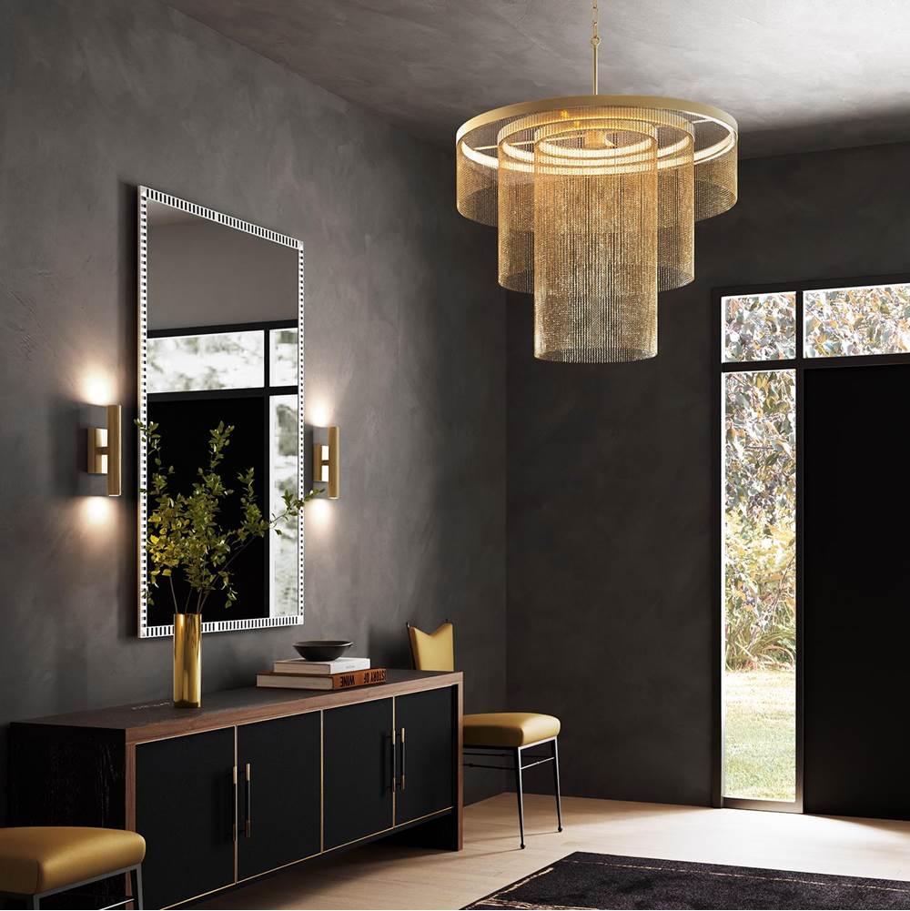 Capital Lighting 459331AD Aged Brass 33'' W X 26.5'' H Integrated Led Triple Ring Pendant In Aged Brass With Tiered Cascading Delicate Chains Image 5
