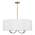 Capital Lighting 459541AD Aged Brass 29.5'' W X 13.5'' H Drum Chandelier In Aged Brass With Octagonal White Fabric Shade Image 1