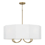 Capital Lighting 459541AD Aged Brass 29.5'' W X 13.5'' H Drum Chandelier In Aged Brass With Octagonal White Fabric Shade Image 1