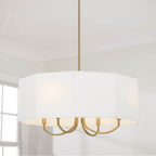 Capital Lighting Adrian 29.5'' W X 13.5'' H Drum Chandelier In Aged Brass With Octagonal White Fabric Shade