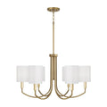Capital Lighting 459561AD-716 Aged Brass 30'' W X 17.5'' H 6-light Chandelier In Aged Brass With Octagonal White Fabric Shades Image 1