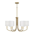 Capital Lighting 459561AD-716 Aged Brass 30'' W X 17.5'' H 6-light Chandelier In Aged Brass With Octagonal White Fabric Shades Image 1
