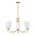 Capital Lighting 459561AD-716 Aged Brass 30'' W X 17.5'' H 6-light Chandelier In Aged Brass With Octagonal White Fabric Shades Image 2