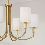 Capital Lighting 459561AD-716 Aged Brass 30'' W X 17.5'' H 6-light Chandelier In Aged Brass With Octagonal White Fabric Shades Image 3