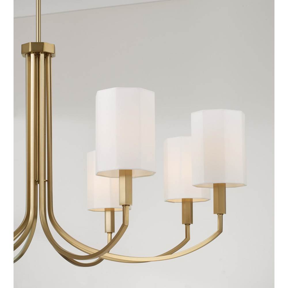 Capital Lighting 459581AD-716 Aged Brass 40'' W X 21'' H 8-light Chandelier In Aged Brass With Octagonal White Fabric Shades Image 4
